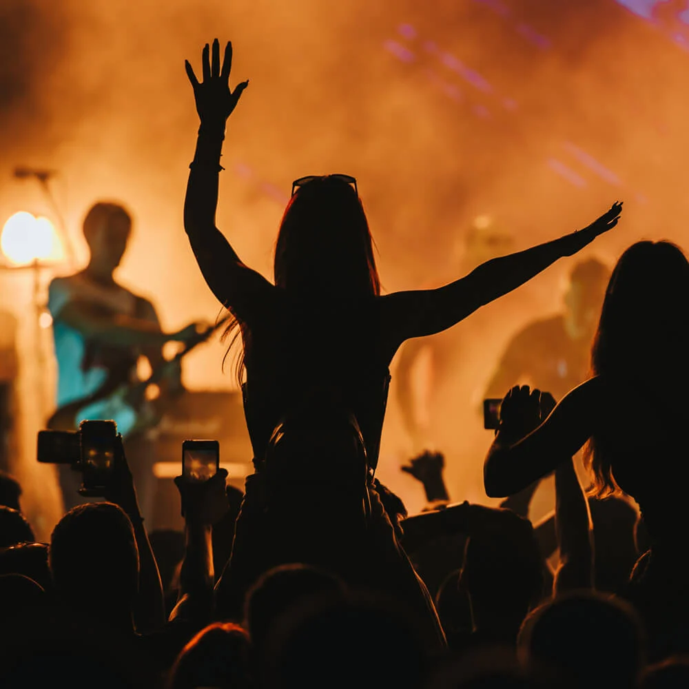 Una persona disfrutando de la música entre el público